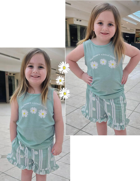 Arshiner Girls Pajamas Ruffle Sleepwear Tank Top and Shorts Set Pjs Outfit
