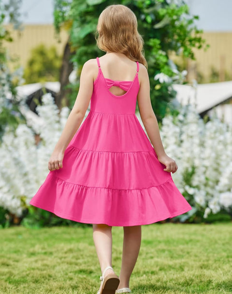 [3-10Y]Arshiner Toddler Girl's Sundress Boho Strap Tiered Swing Cami Dresses