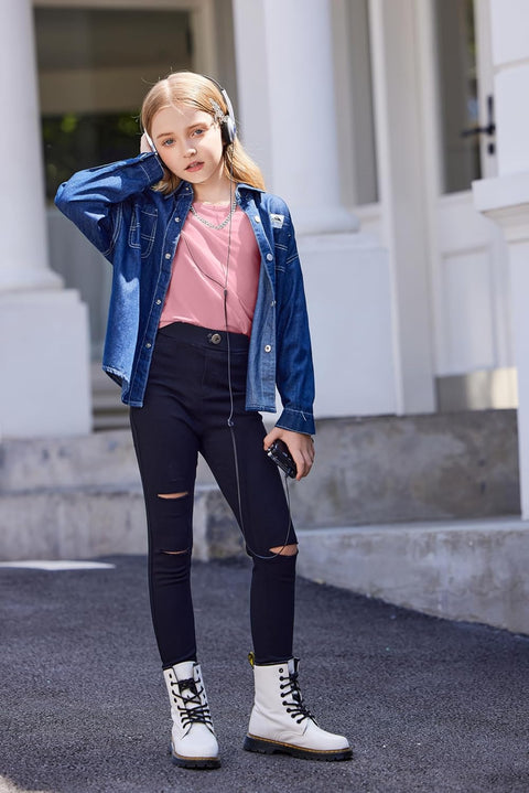 Arshiner Girls Long Sleeve T Shirts Hem Side Soft Tops