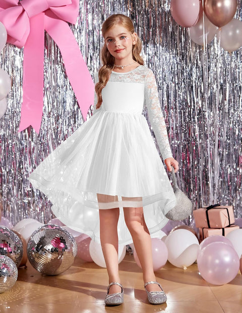 Arshiner Flower Girl Lace Tutu Dresses Flowy Party Dress