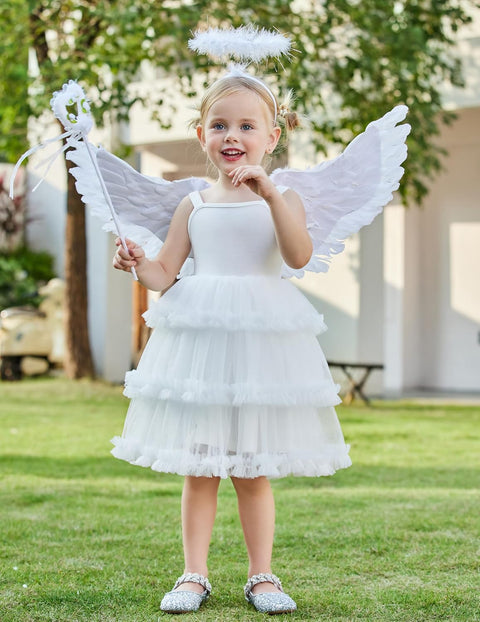 Arshiner Toddler Girls Tulle Dress Tiered Ruffle Fluffy Tutu Dresses 2-8 Years