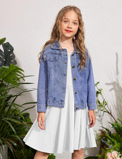 Arshiner Girls Long Sleeve Stretchy Dress A line Twirly Skater School Party Dress