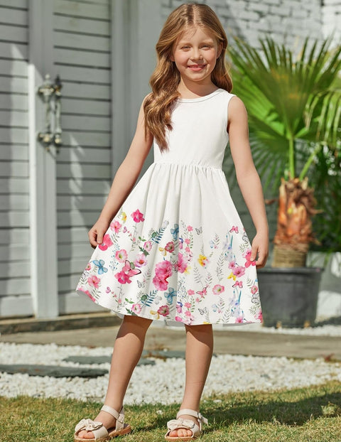 【2-6Y】Arshiner Toddler Girls Dress Back Bowknot Twirly Sundress with Pockets