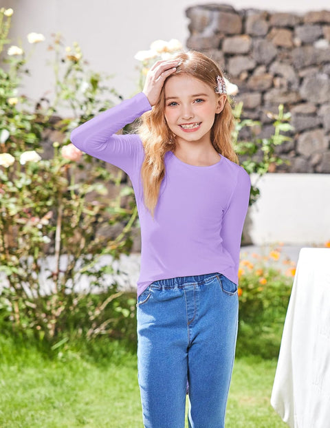Arshiner Girls Long Sleeve Ribbed Knit Shirts