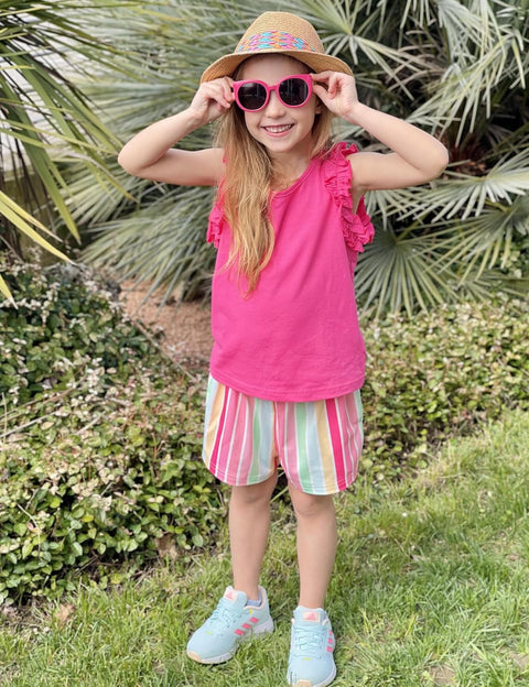 Arshiner Girls 2 Piece Sets Ruffle Trimmed Tank Top and High Waist Shorts