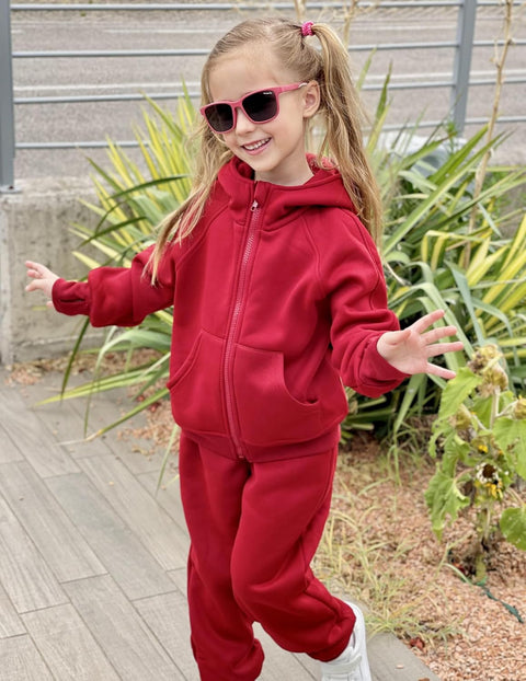 Arshiner Girls 2 Piece Outfit Drop Shoulder Zip Up Hoodies Set