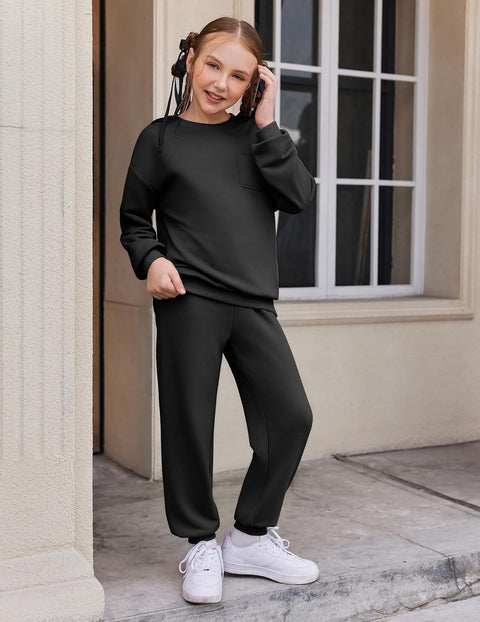 Arshiner Girls 2 Piece Outfits Oversize Sweatshirt and Sweatpant Sets