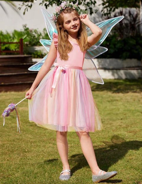 Arshiner Girls Dresses One Shoulder Ruffle Formal Tulle Dress