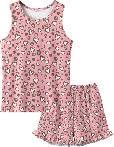 Arshiner Girls Pajamas Ruffle Sleepwear Tank Top and Shorts Set Pjs Outfit