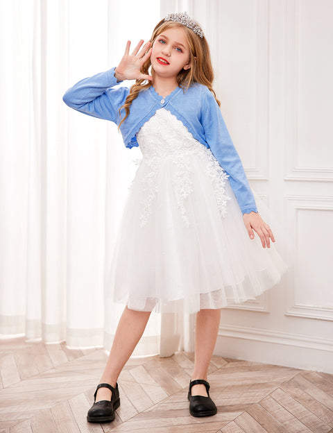 Arshiner Girls Open Front Bolero Shrug Kids Long Sleeve Cropped Cardigan