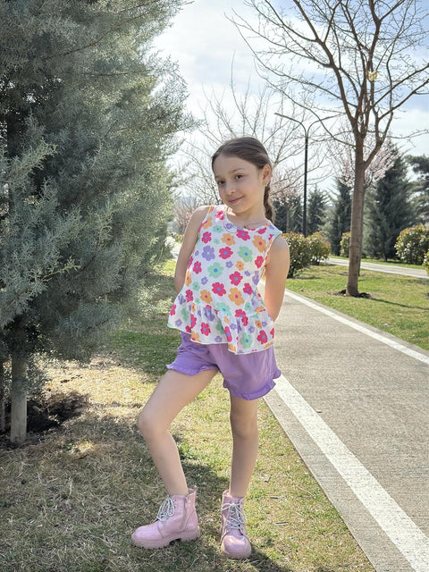 Arshiner Toddler Girls Outfit Ruffle Top and Elastic Shorts Set 2-8 Years