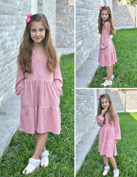 Arshiner Girls Dresses Lantern Long Sleeve Casual Dress