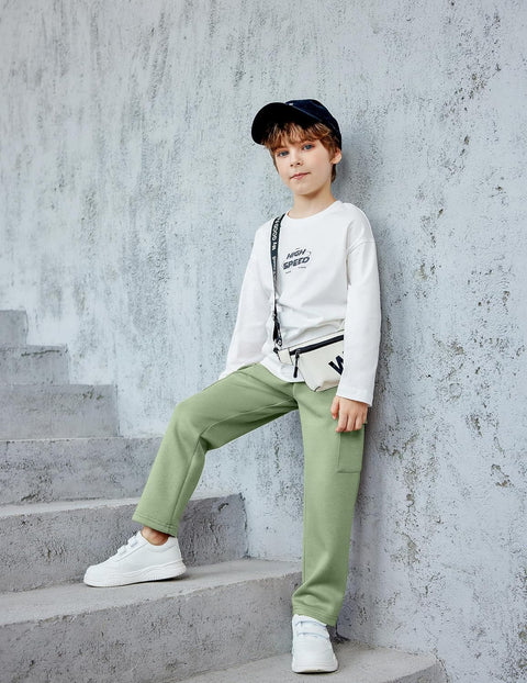 Arshiner Boys Cargo Pants Kids Elastic Waist Casual Athletic Jogger