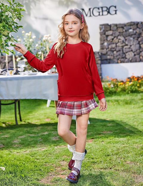 Arshiner Girls Long Sleeve Shirts with Pockets