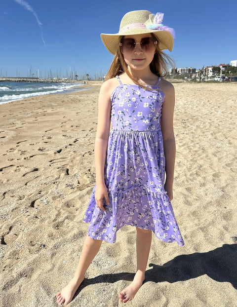 Arshiner Girls Tie Back Dress Spaghetti Strap Ruffle Hem Sundress with Pockets