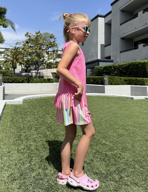 Arshiner Girls Summer Outfits Sleeveless Fringe Tank Top and Elastic Waist Pocketed Shorts Set Girl Clothes 6-14 Years