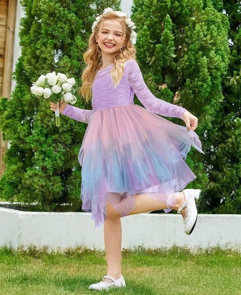 Arshiner Flower Girl Dress Toddler Contrast Lace Tutu Tulle Dresses