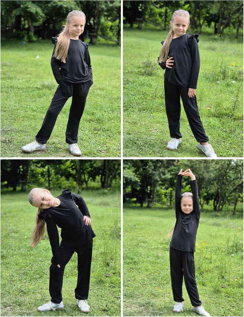 Arshiner Girls 2 Piece Outfits Ruffled Tops and Pants Set