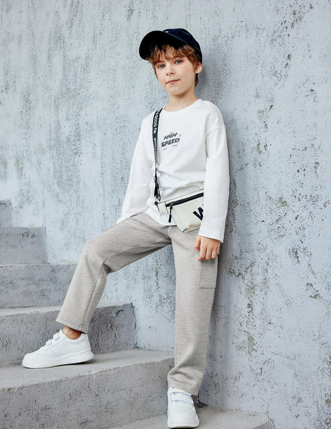 Arshiner Boys Cargo Pants Kids Elastic Waist Casual Athletic Jogger