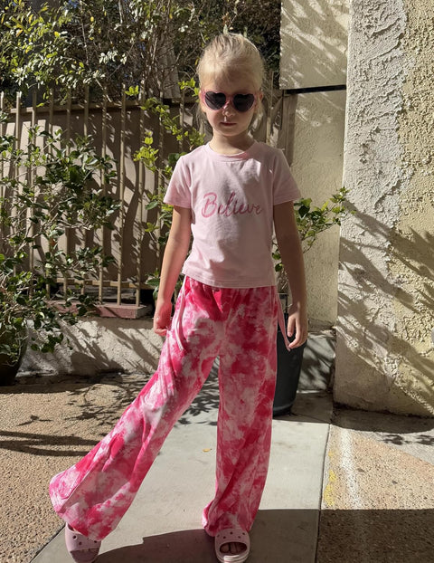 Arshiner Girls Sets Ruched Drawstring Tops and Wide Leg Pants