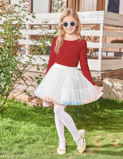 Arshiner Girls Pleated Long Sleeve Shirts