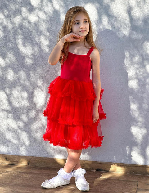 Arshiner Toddler Girls Tulle Dress Tiered Ruffle Fluffy Tutu Dresses 2-8 Years
