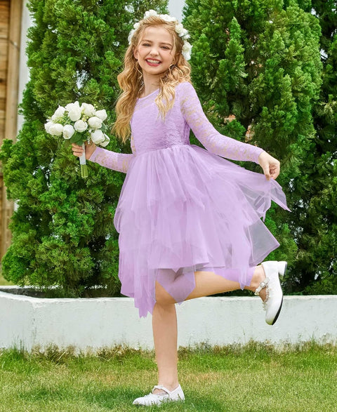 Arshiner Flower Girl Dress Toddler Contrast Lace Tutu Tulle Dresses
