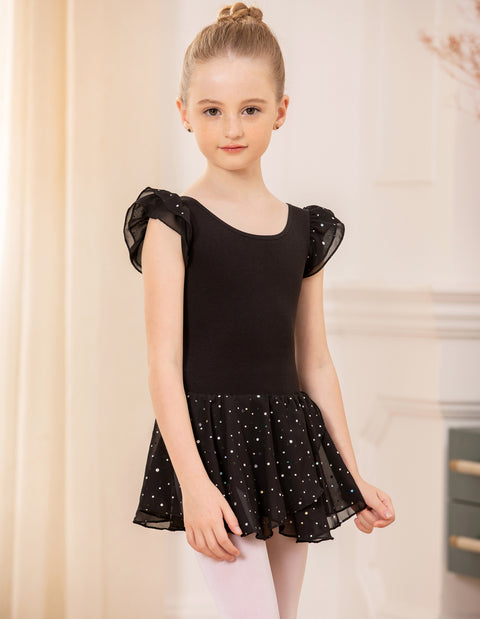 Arshiner Girls Ruffle Sleeve Ballet Dance Dress Tutu Skirted Leotard
