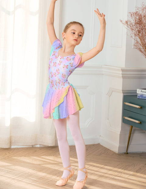 Arshiner Girls Ruffle Sleeve Ballet Dance Dress