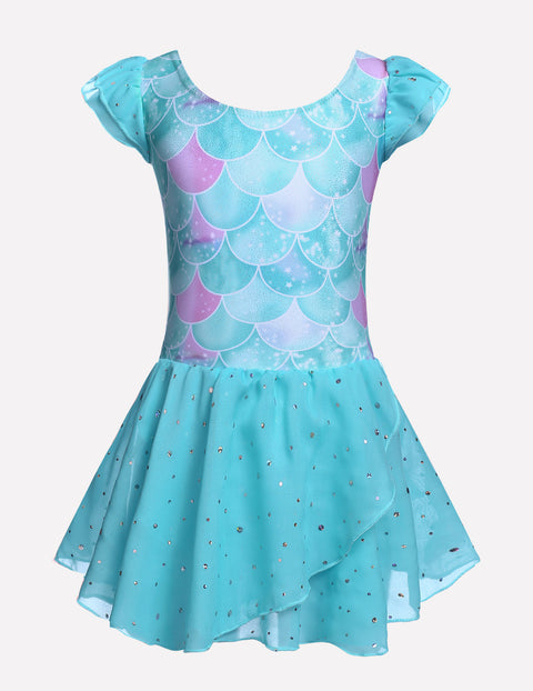 Arshiner Girls Ruffle Sleeve Ballet Dance Dress Tutu Skirted Leotard
