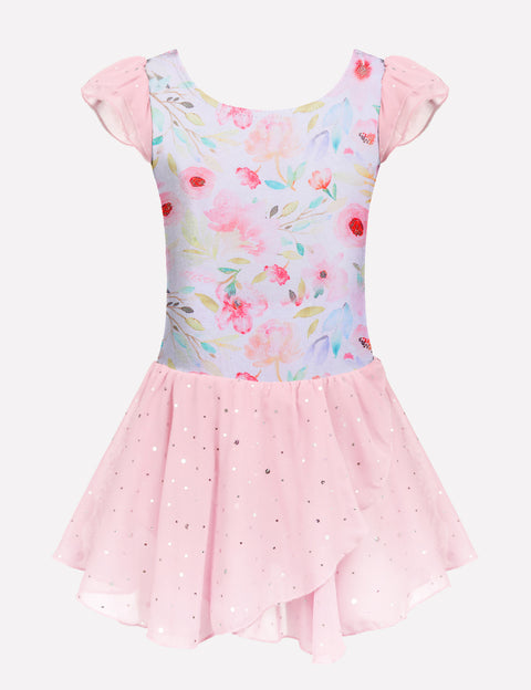 Arshiner Girls Ruffle Sleeve Ballet Dance Dress Tutu Skirted Leotard