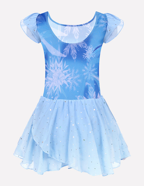 Arshiner Girls Ruffle Sleeve Ballet Dance Dress Tutu Skirted Leotard