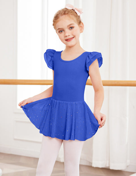 Arshiner Girls Ruffle Sleeve Ballet Dance Dress Tutu Skirted Leotard