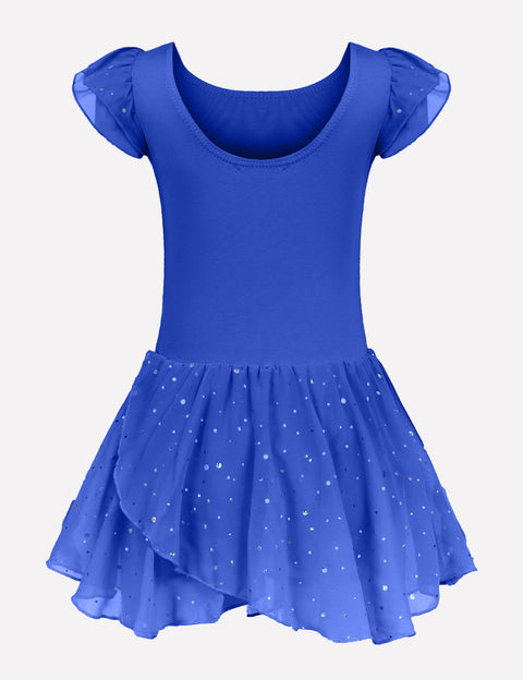 Arshiner Girls Ruffle Sleeve Ballet Dance Dress Tutu Skirted Leotard