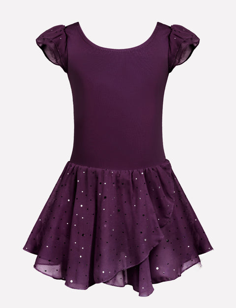 Arshiner Girls Ruffle Sleeve Ballet Dance Dress Tutu Skirted Leotard