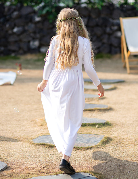 Arshiner Girls Long Sleeve Solid Loose Casual Maxi Dress