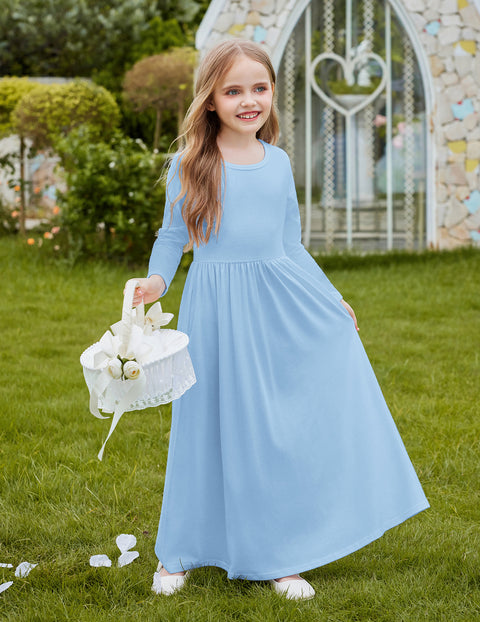 Arshiner Girls Maxi Dress Long Sleeve Casual Dress