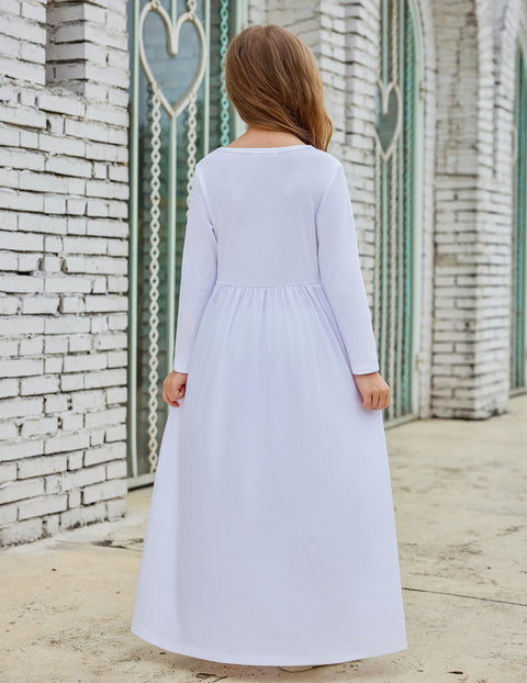 Arshiner Girls Maxi Dress Long Sleeve Casual Dress