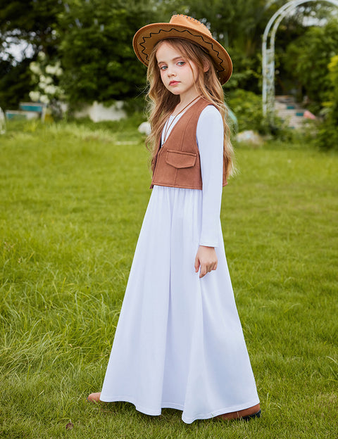 Arshiner Girls Long Sleeve Solid Loose Casual Maxi Dress