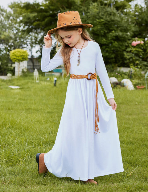 Arshiner Girls Maxi Dress Long Sleeve Casual Dress