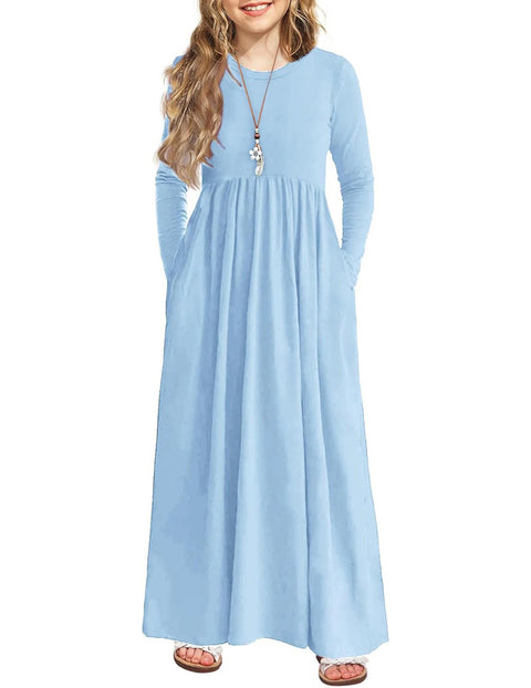 Arshiner Girls Maxi Dress Long Sleeve Casual Dress