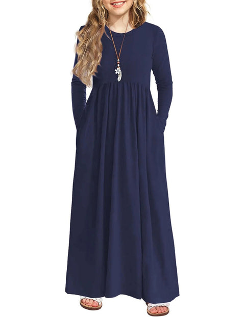 Arshiner Girls Maxi Dress Long Sleeve Casual Dress