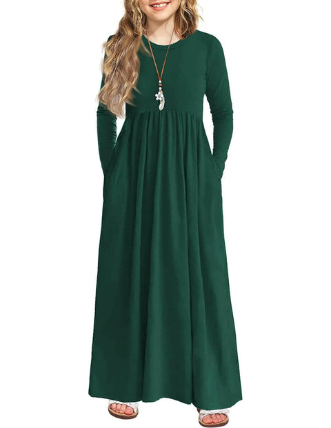 Arshiner Girls Maxi Dress Long Sleeve Casual Dress