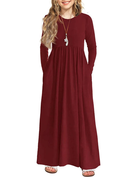 Arshiner Girls Maxi Dress Long Sleeve Casual Dress