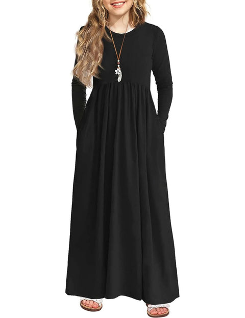 Arshiner Girls Maxi Dress Long Sleeve Casual Dress