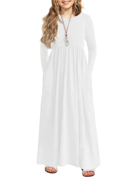 Arshiner Girls Maxi Dress Long Sleeve Casual Dress