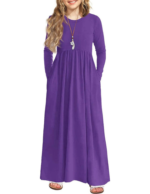 Arshiner Girls Maxi Dress Long Sleeve Casual Dress