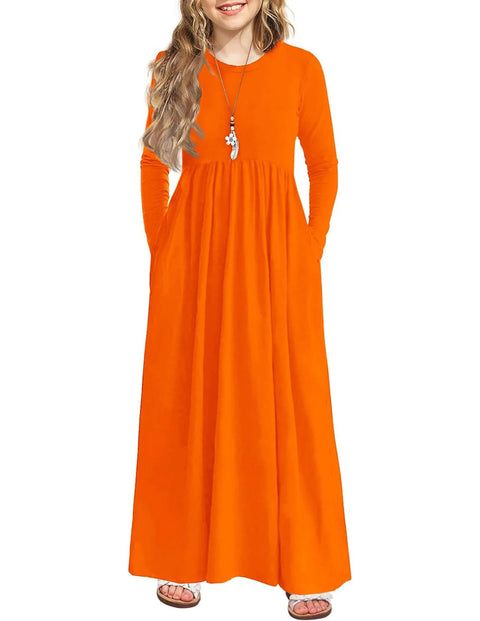 Arshiner Girls Maxi Dress Long Sleeve Casual Dress