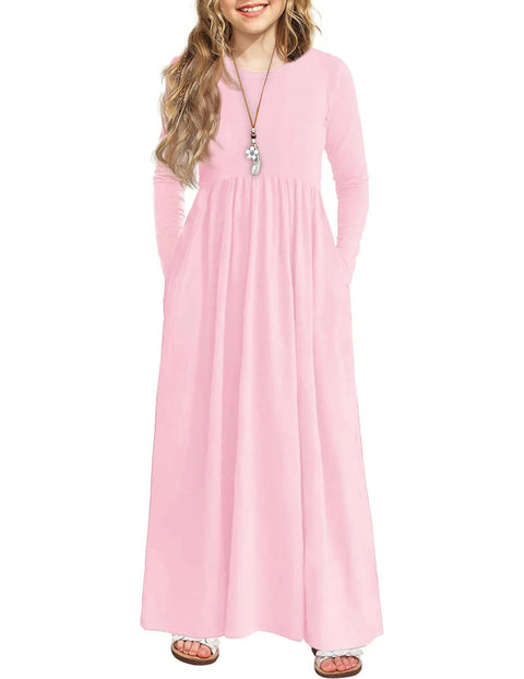 Arshiner Girls Maxi Dress Long Sleeve Casual Dress
