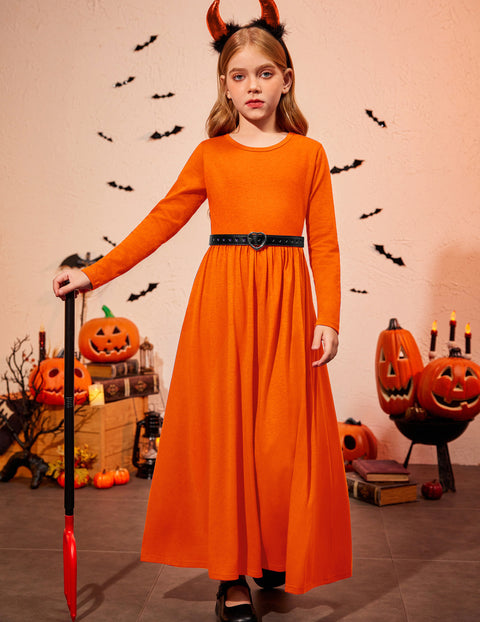 Arshiner Girls Maxi Dress Long Sleeve Casual Dress
